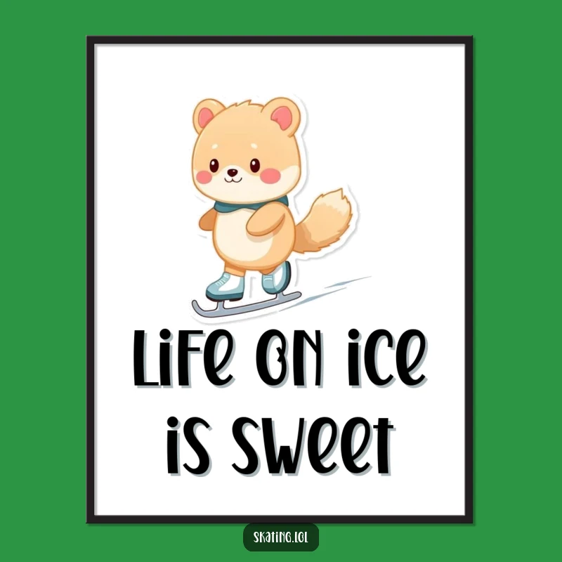 Funny Free Printable Wall Art: Ice Skating Animal, Hilarious Downloadable Decor