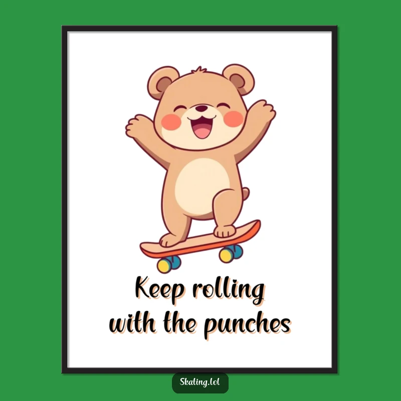 Funny Free Printable Wall Art: Laughing Skater Bear Downloadable Poster for Room