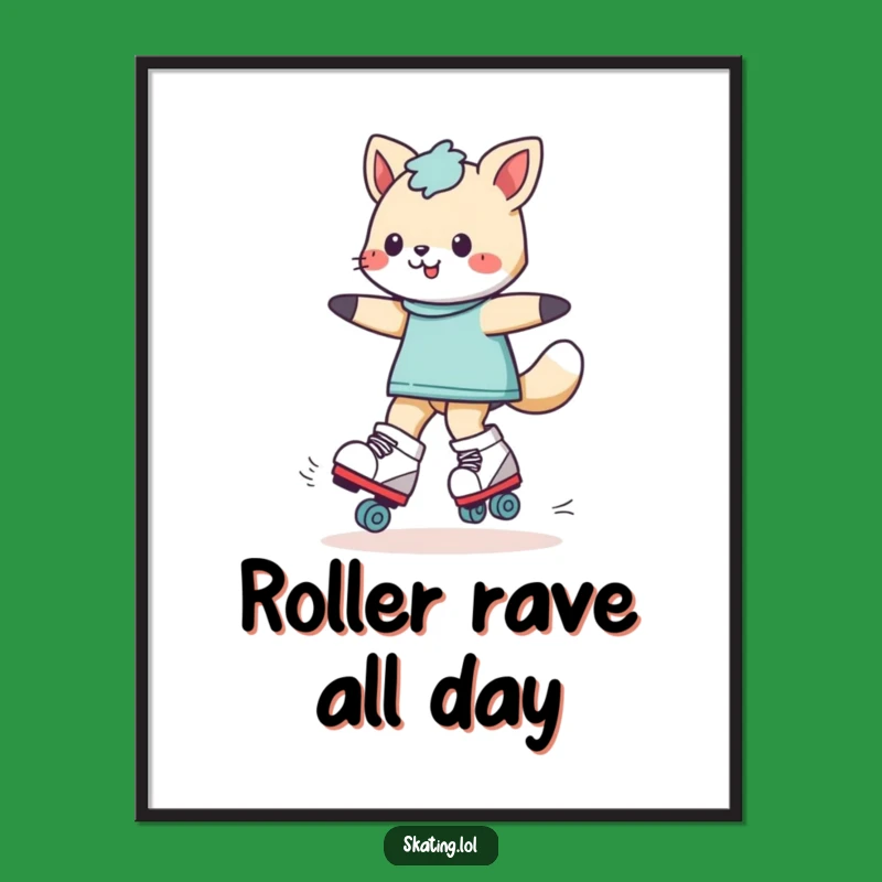 Funny Free Printable Wall Art: Roller Skating Animal Spin, Downloadable Poster