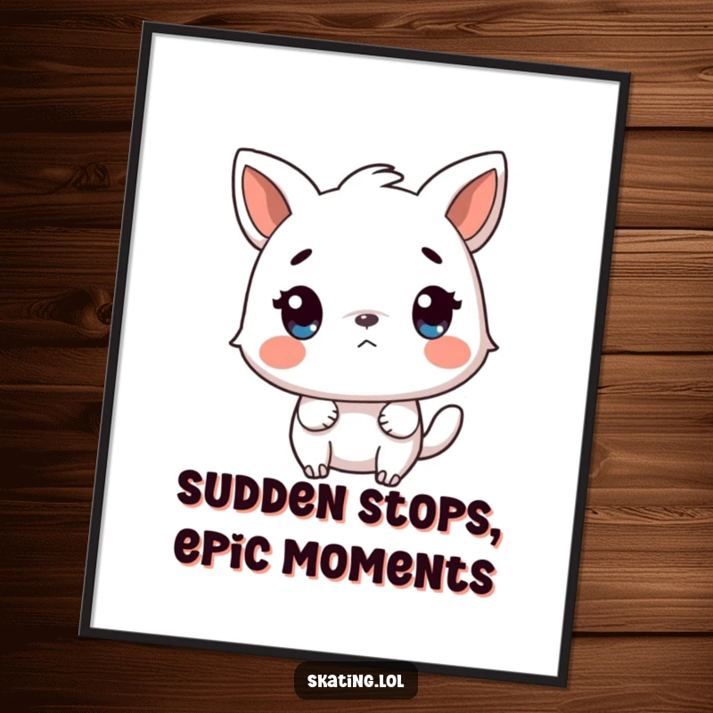 Funny Free Printable Wall Art: Animal cartoon character looking utterly surprised after an abrupt, sudden stop.