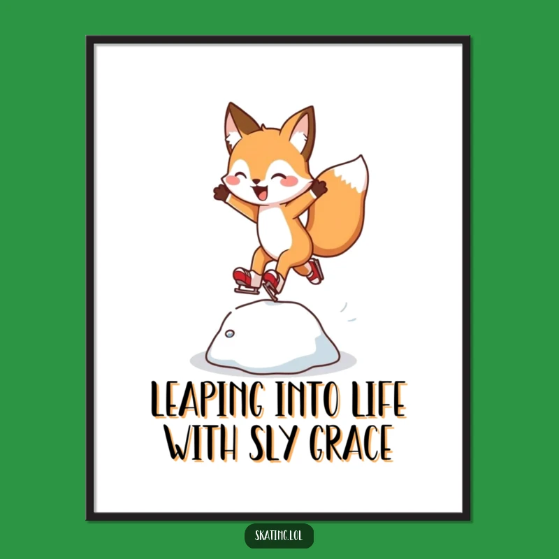 Free Printable Fox Wall Art: Funny Skating Decor, Downloadable Flair
