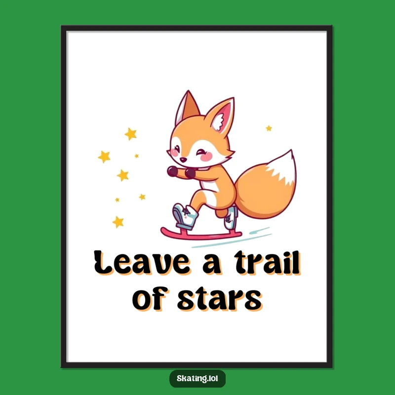 Free Printable Funny Fox Art: Starry Skate - Whimsical Downloadable Decor