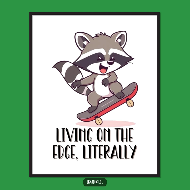 Funny Free Printable Wall Art: Wobbly Raccoon Skater - Downloadable Decor!
