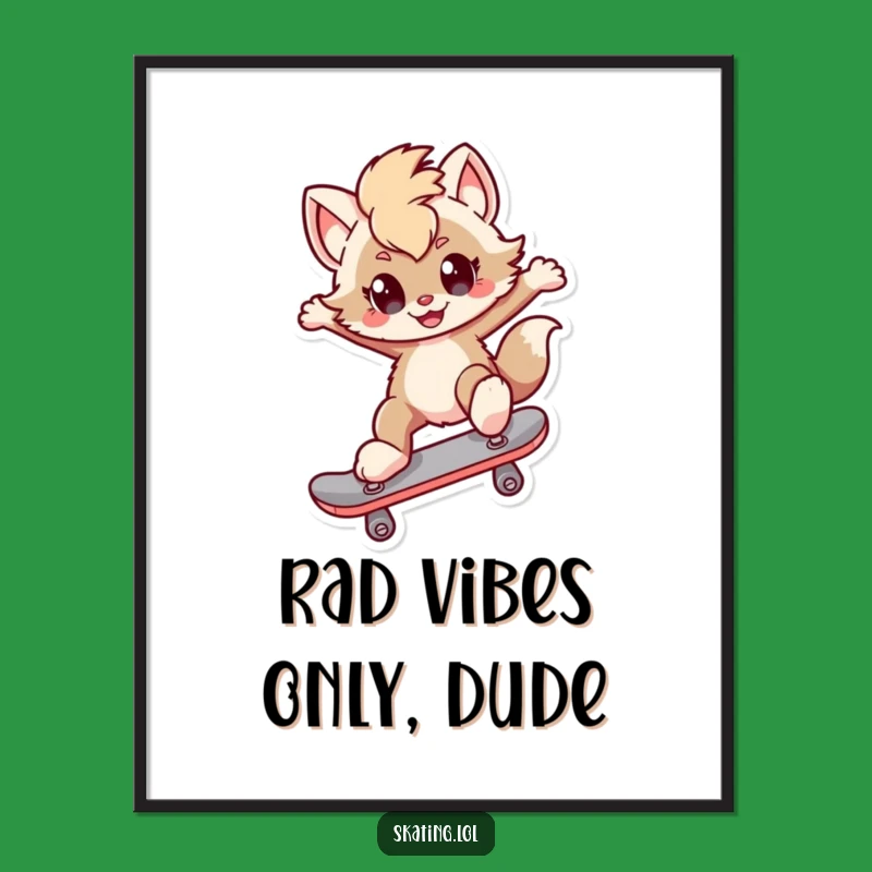 Funny Free Printable Wall Art: Kickflip Skater Dog - Downloadable Room Decor