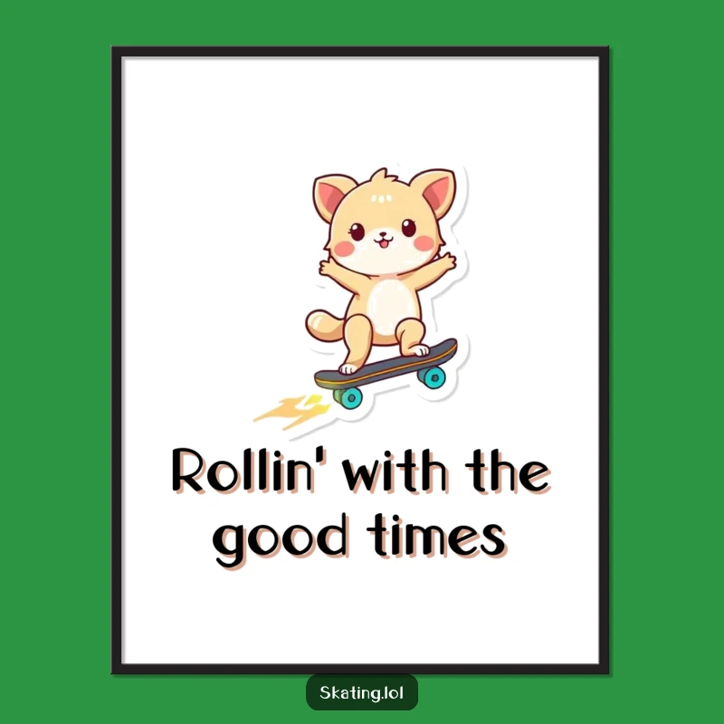 Free Printable Wall Art: Groovy Skater Critter - Funny Downloadable Art