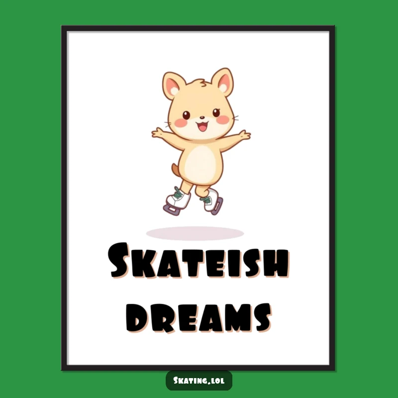 Funny Free Printable Wall Art: Wobbly Skater Animal, Hilarious Downloadable Decor