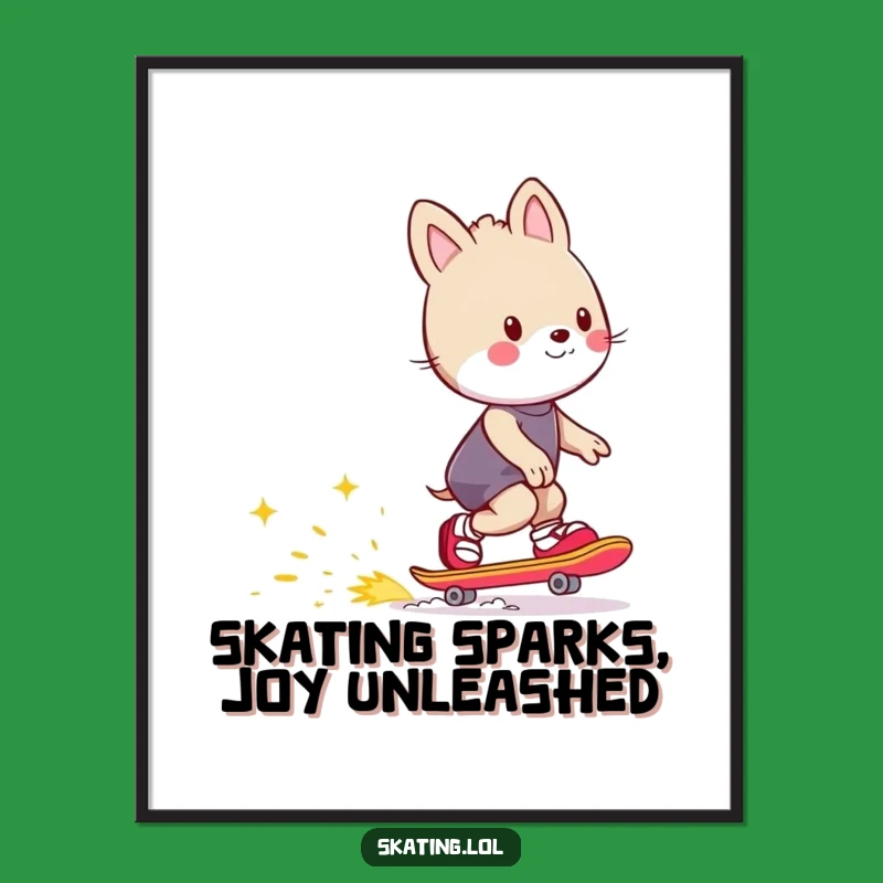 Funny Free Printable Wall Art: Skating Sparks Animal, Joyful Trail, Downloadable Decor!
