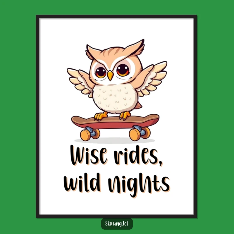 Free Printable Wall Art: Curious Owl Skater, Wise Decor!