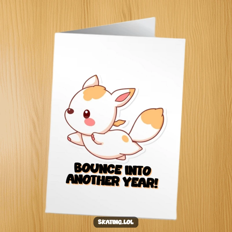 Funny Free Printable Birthday Card with a bouncing animal character effortlessly gliding, embodying pure joy and celebration.