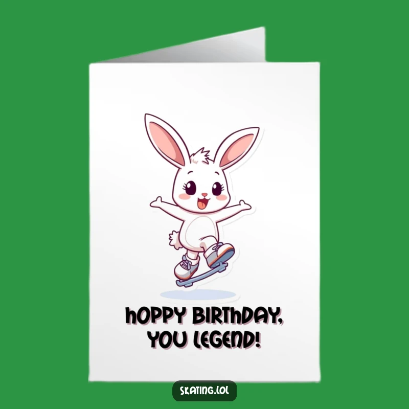Free Printable Bunny Skater Birthday Card: Joyful Downloadable for Hoppy Celebrations