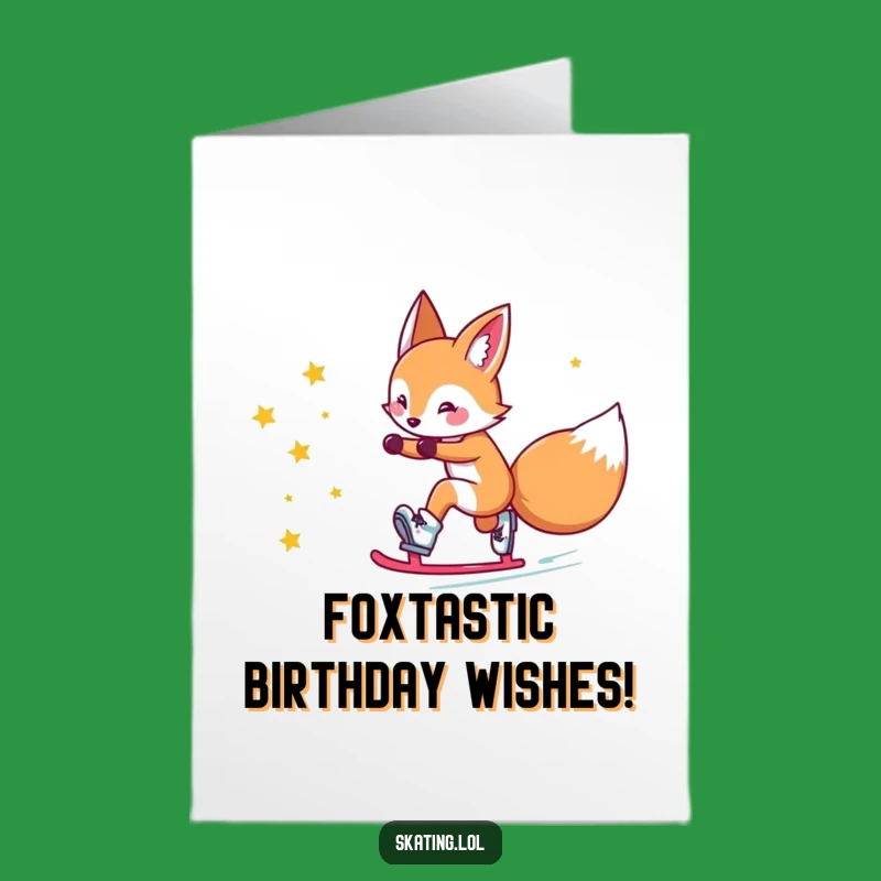 Free Printable Funny Fox Birthday Card: Starry Skate - Magical Downloadable Gift