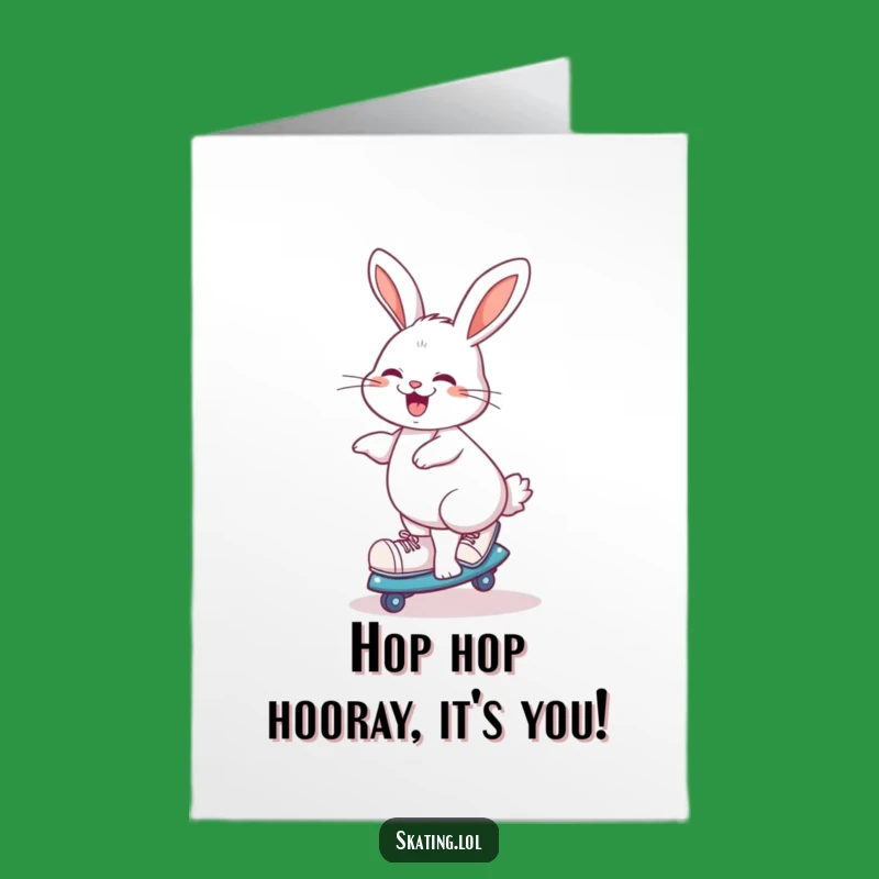 Free Printable Giggling Rabbit Skater Birthday Card: Joyful Downloadable for Fun Lovers