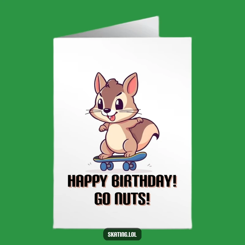 Free Printable Birthday Card: Determined Squirrel Skater - Funny Gift!