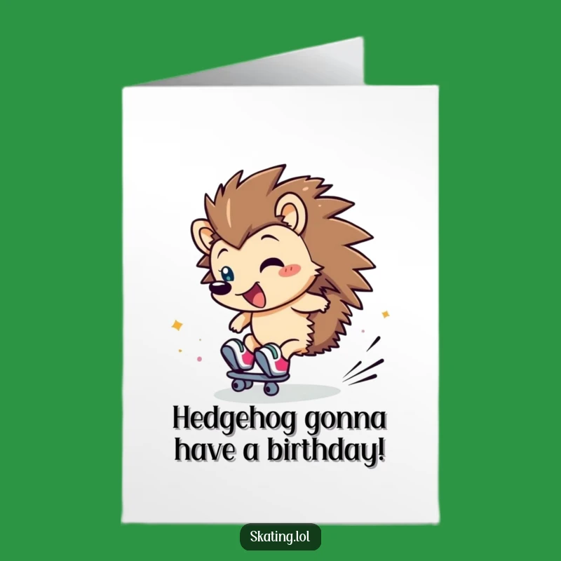 Free Printable Hedgehog Birthday Card: Funny Skater Gift, Downloadable Tumbles