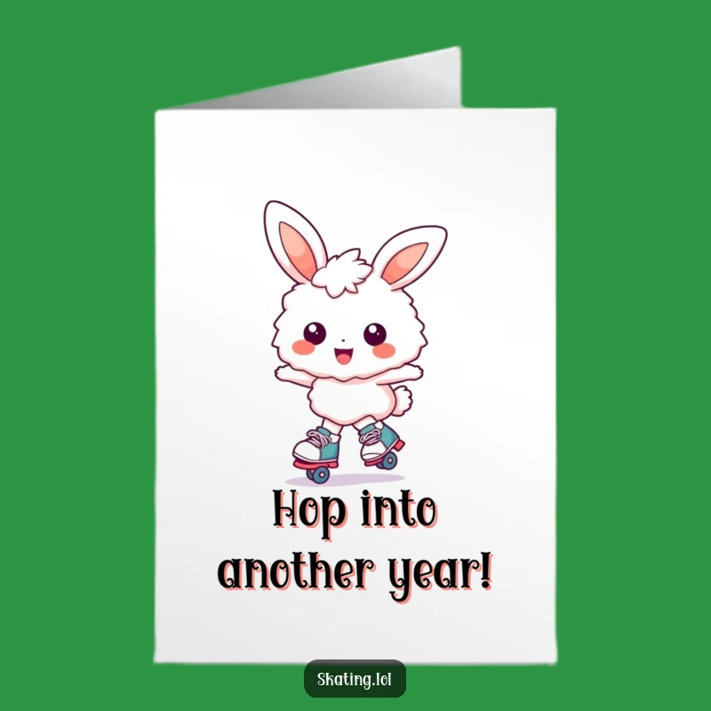 Free Printable Funny Bunny Birthday Card: Roller Skating Smile - Joyful Downloadable Gift