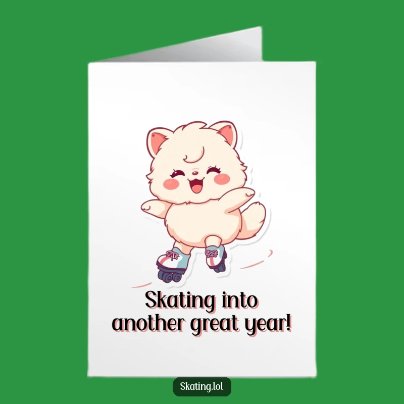 Free Printable Funny Birthday Card: Roller Skating Animal Grin Downloadable Gift