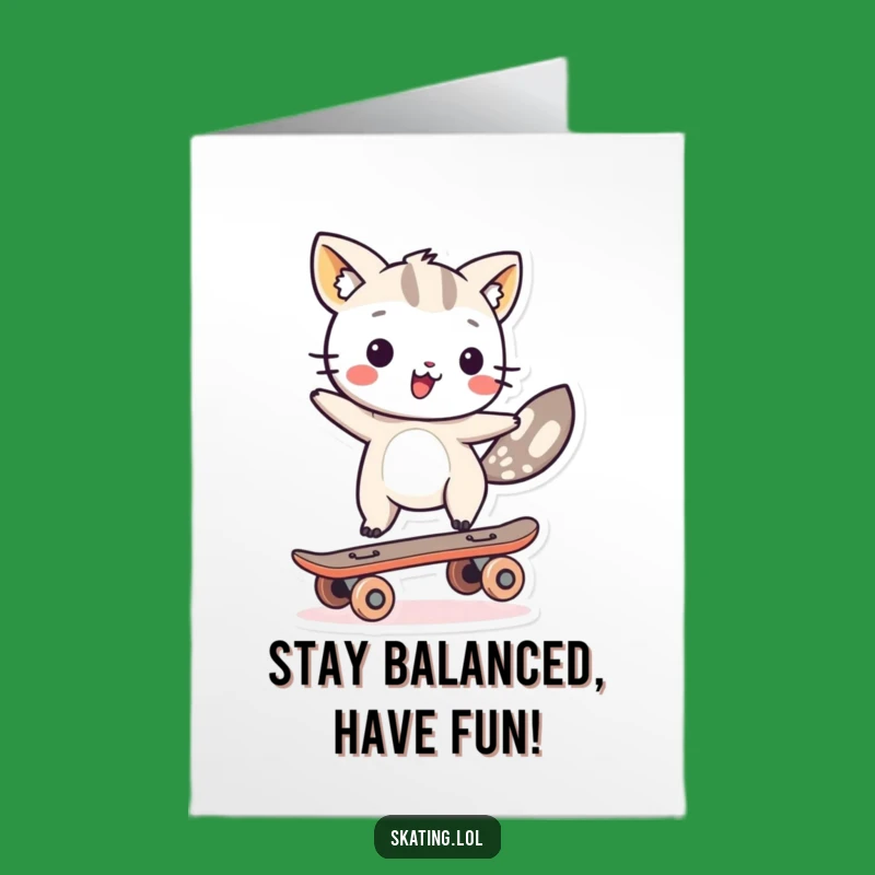 Free Printable Funny Birthday Card: Skateboard Animal Balance, Hilarious Downloadable Gift