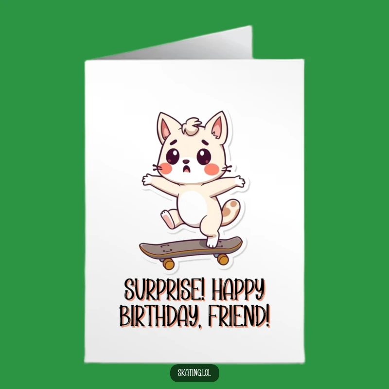 Free Printable Funny Birthday Card: Surprised Skateboard Animal Downloadable Gift