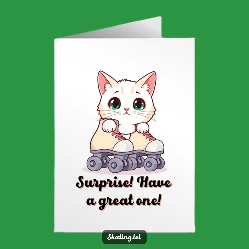 Free Printable Birthday Card: Skater Cat Surprise, Hilarious & Quirky Downloadable Gift