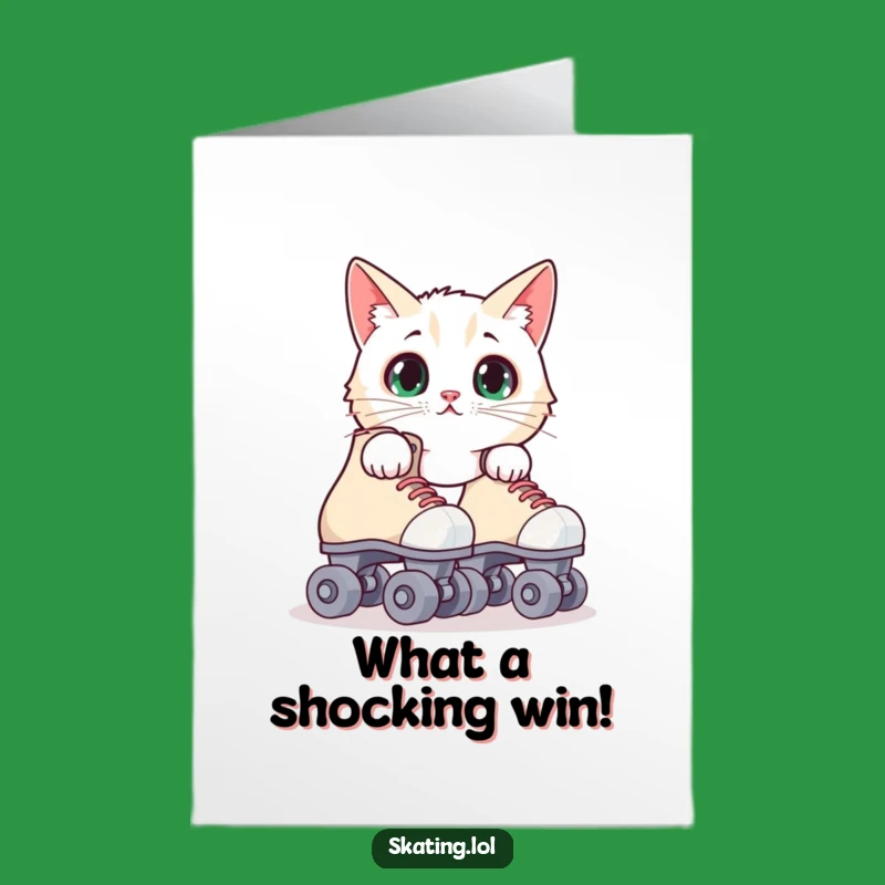 Free Printable Congrats Card: Cat's Skate Surprise, Funny Downloadable Message for Wins
