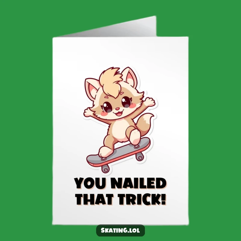 Free Printable Congrats Card: Kickflip Skater Pup - Awesome Achievement Downloadable