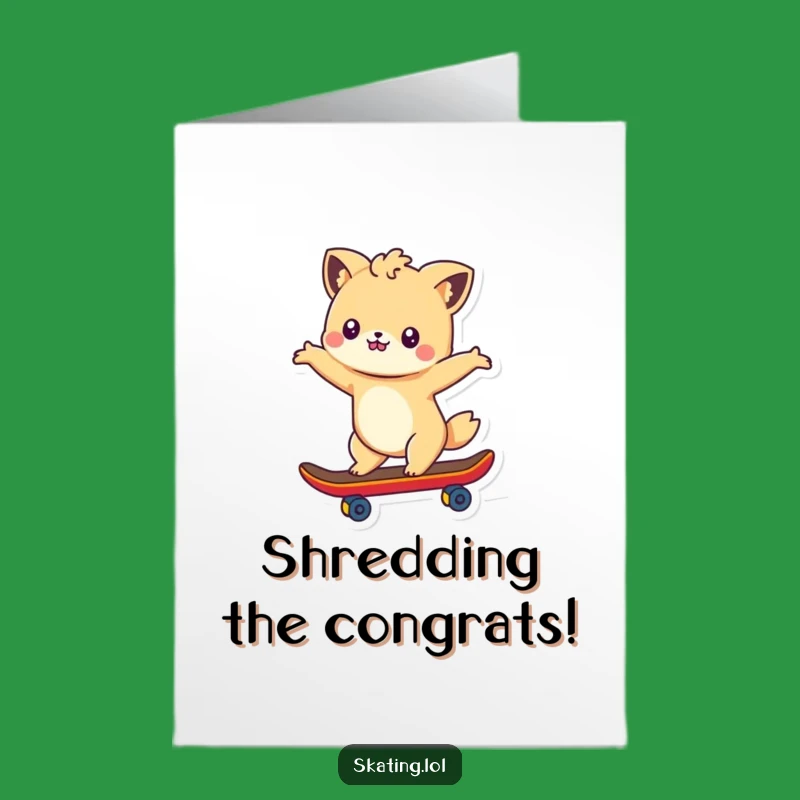 Free Printable Congrats Card: Skateboarding Animal, Downloadable for an Awesome Achievement Celebration
