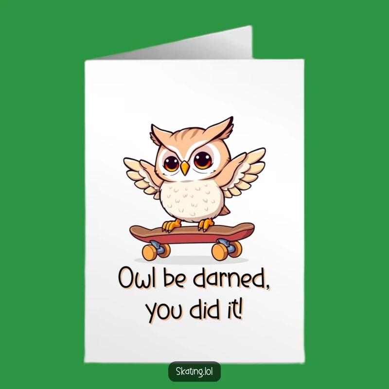 Free Printable Congrats Card: Wise Owl Skateboarder, Great Job!