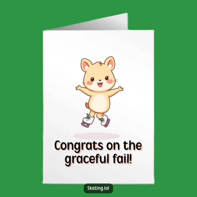 Free Printable Congrats Card: Wobbly Skater Animal, Hilarious Downloadable Gift
