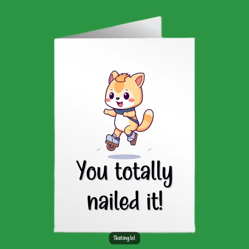 Free Printable Funny Congrats Card: Jumping Skater Animal Success Downloadable Gift