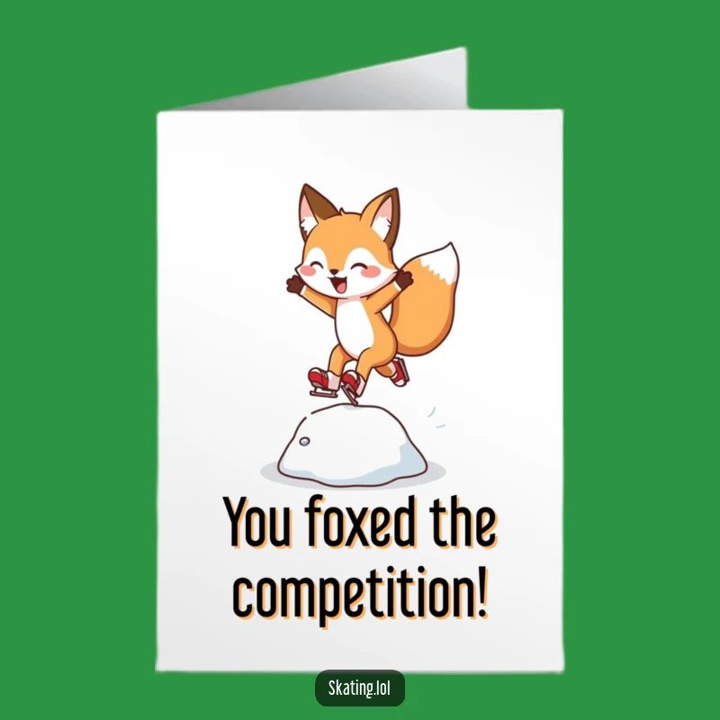 Free Printable Fox Congrats Card: Funny Skating Triumph, Downloadable Flair