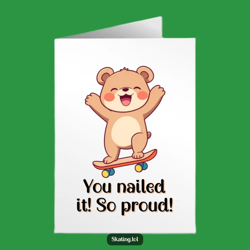 Congrats Free Printable Card: Skater Bear's Epic Win Downloadable Gift Idea