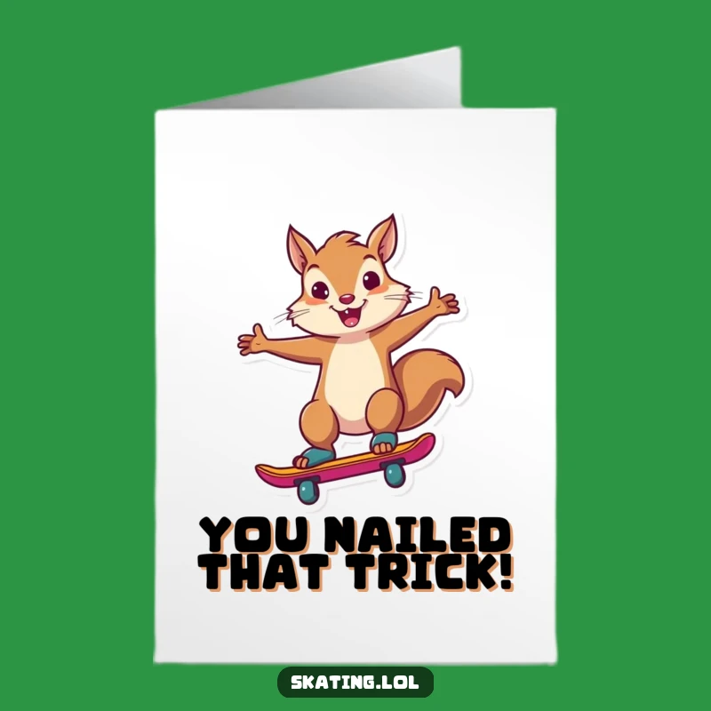 Free Printable Congrats Card: Awesome Squirrel Skater Trick for Your Big Win!