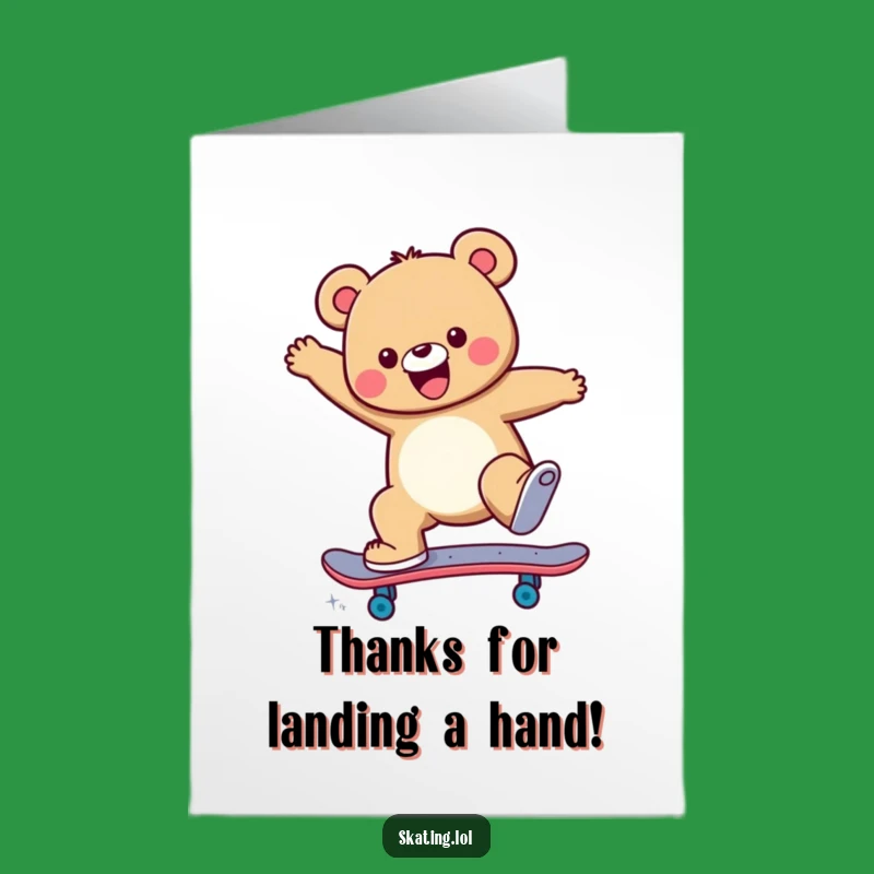 Free Printable Bear Skateboarder Thank You Card - Rad Downloadable Gratitude