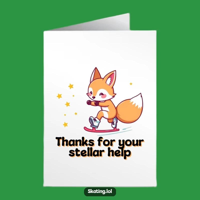Free Printable Funny Fox Thank You Card: Starry Skate - Sparkling Downloadable Gratitude