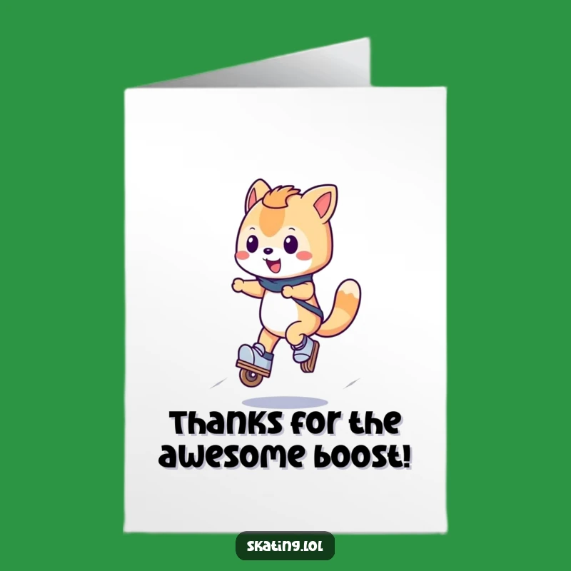 Free Printable Funny Thank You Card: Jumping Skater Animal Gratitude Downloadable Gift