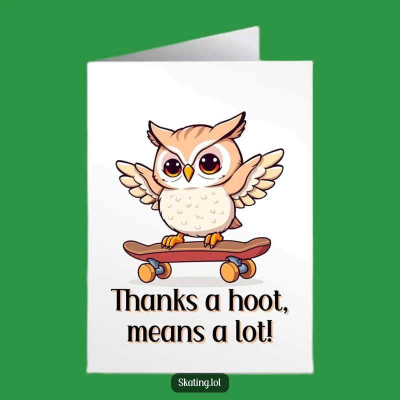 Free Printable Thank You Card: Owl Skater, Thanks for Everything!