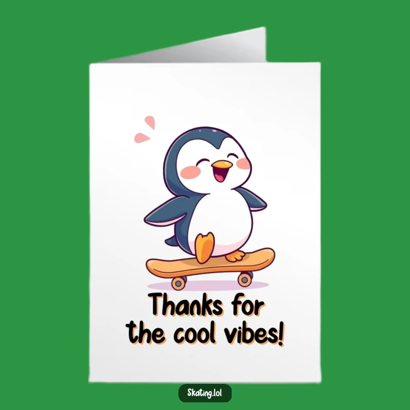 Free Printable Thank You Card: Penguin Skater - Funny Appreciation!