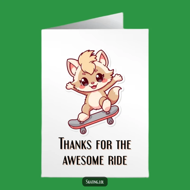 Free Printable Thank You Card: Skater Dog Kickflip - Humorous Thanks Downloadable