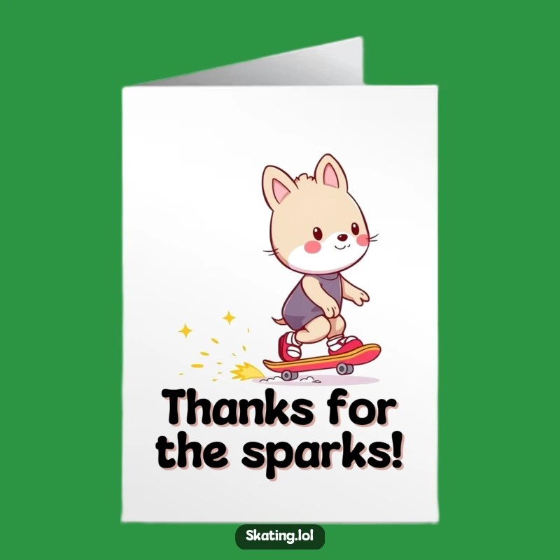 Free Printable Thank You Card: Skating Sparks Animal, Grateful Glow, Funny Downloadable Gift!