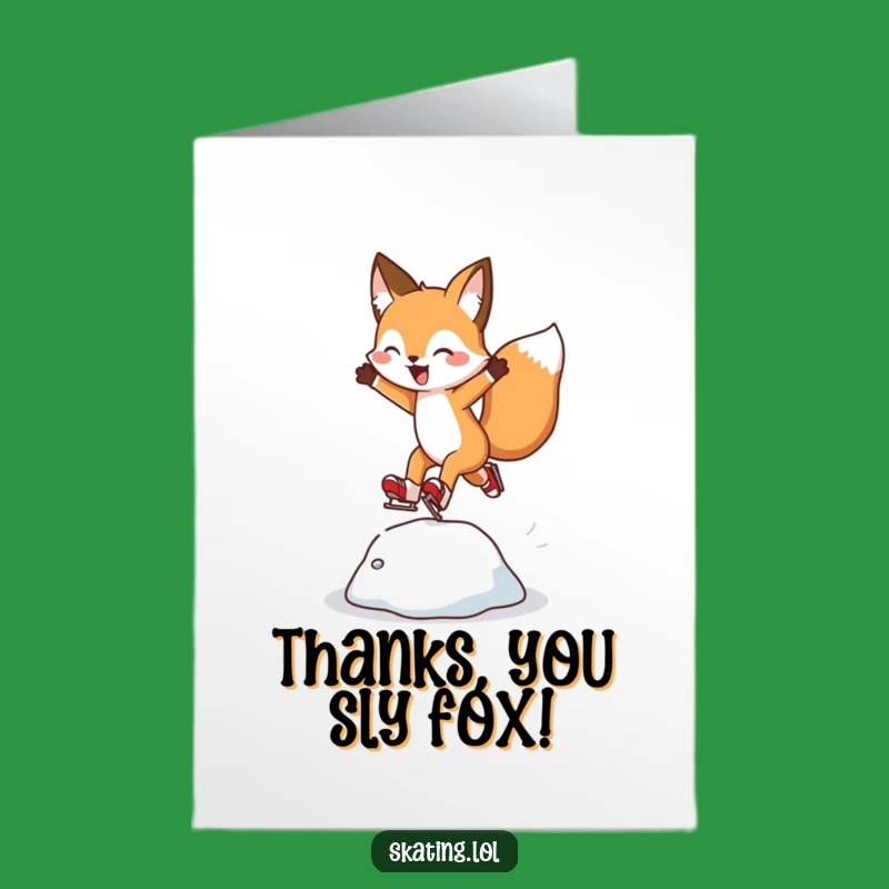 Free Printable Thank You Fox Card: Funny Skating Thanks, Downloadable Style