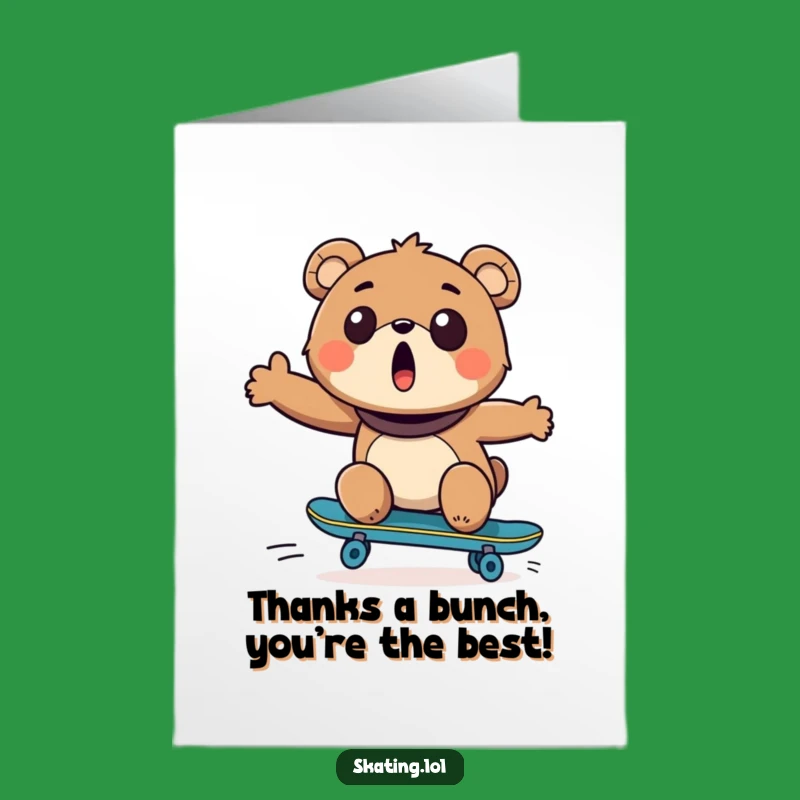 Free Printable Thank You Card: Grateful Bear Skateboarder, Wow Thanks!