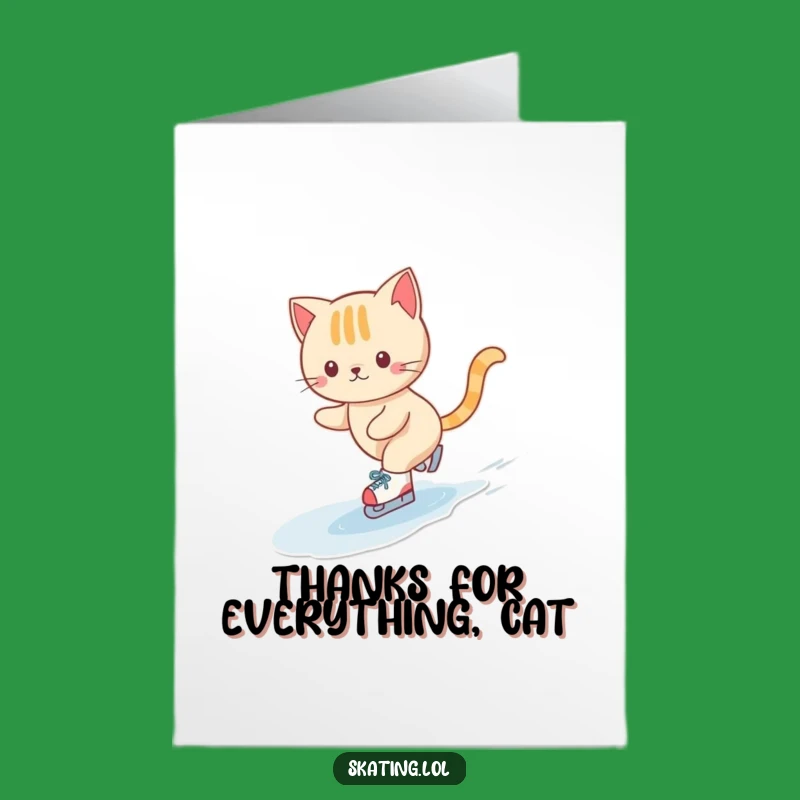 Free Printable Cat Skater Thank You Card: Sweet Downloadable for Expressing Gratitude