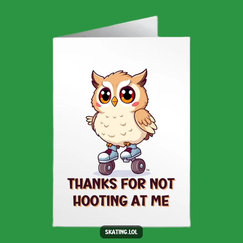 Free Printable Thank You Card: Surprised Owl Skater, Funny Downloadable Gift!