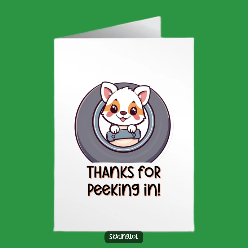 Free Printable Thank You Card: Skater Wheel Peek - Funny Downloadable Gift