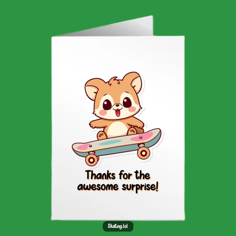 Free Printable Thank You Card: Surprised Skater Animal's Awesome Trick!