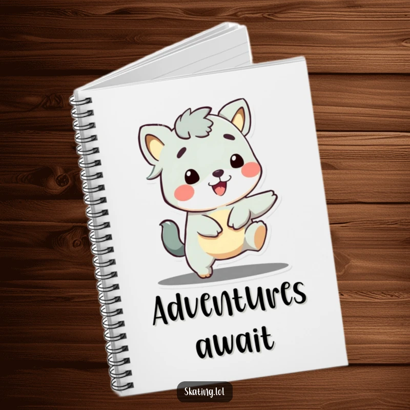 Funny notebook cover showcasing an adorable animal with an infectious grin, ready to embark on a journey, inspiring creativity.