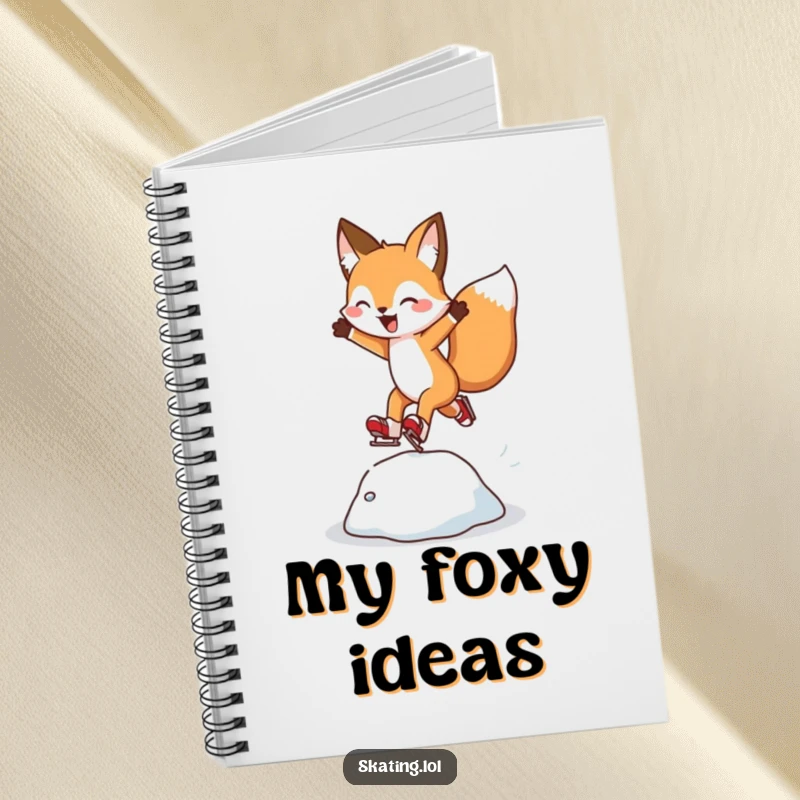 Funny Fox Notebook: A cheerful fox character leaps over an ice bump, inviting cheerful thoughts.