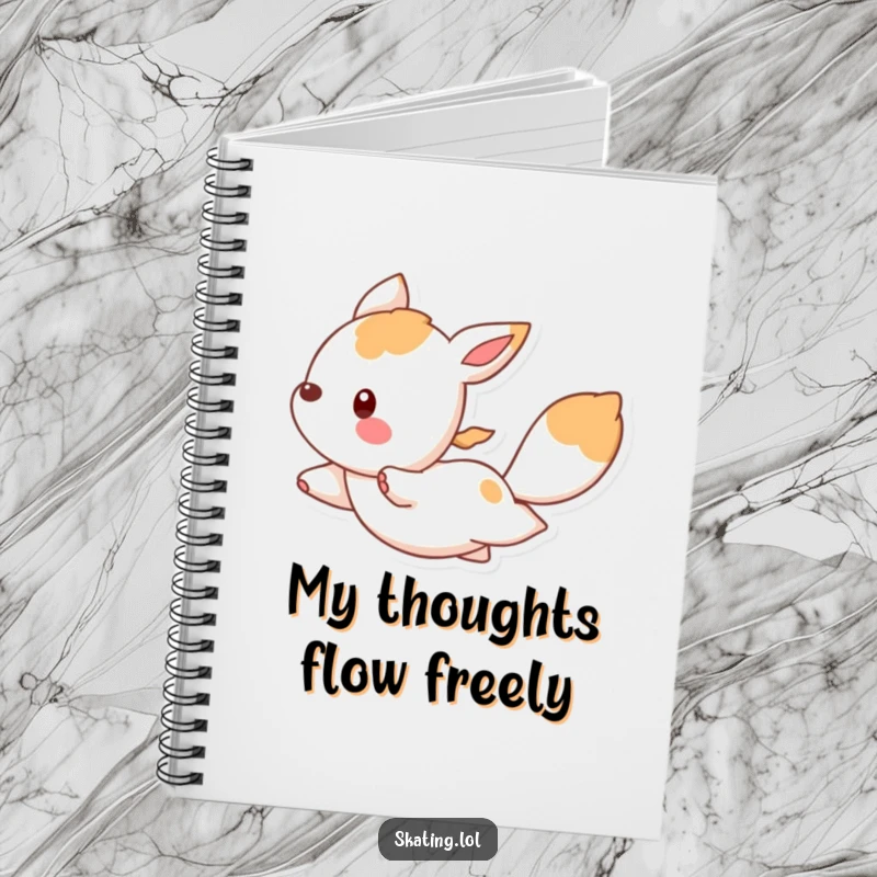 Funny notebook featuring a bouncing animal character gliding gracefully, ideal for note-taking with a humorous and elegant theme.