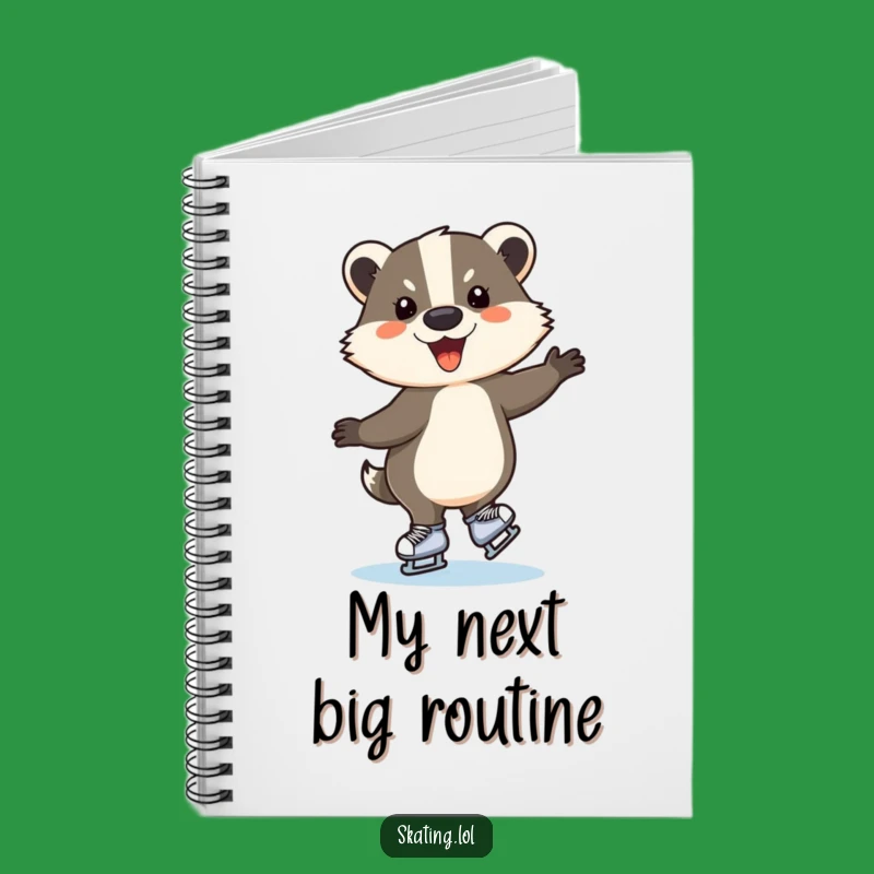Funny Ice Skating Badger Notebook - Humorous Journal & Gift