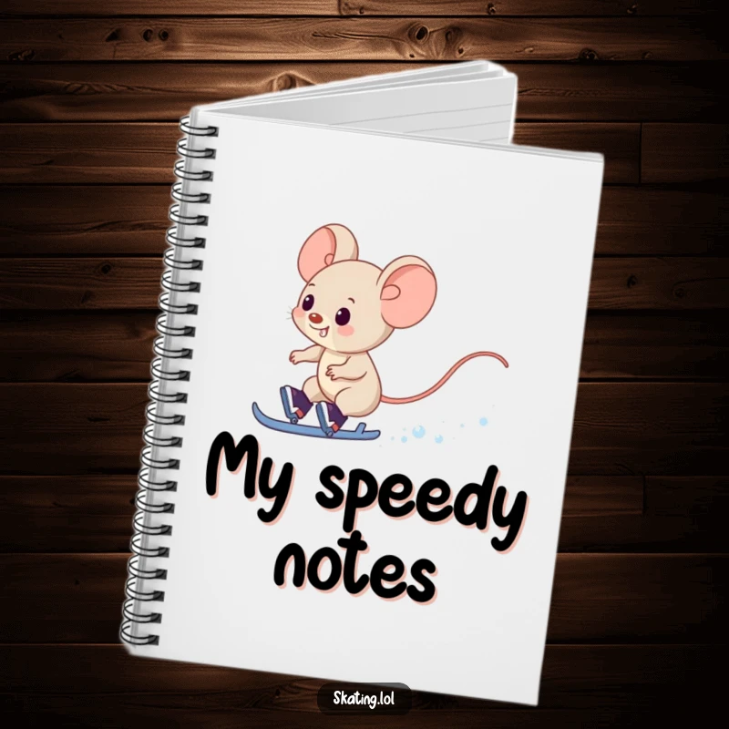 Funny Mouse Notebook: A giggling mouse character zips past on skates, leaving a snowy trail for inspiration.